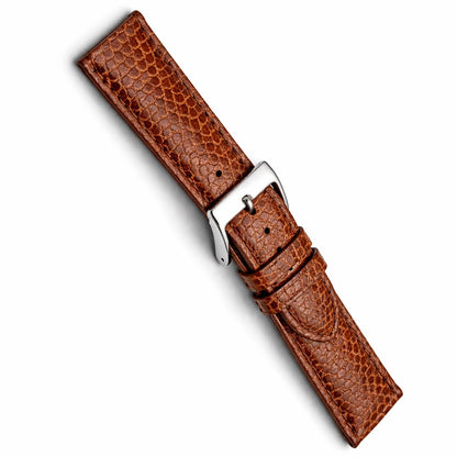 Cinturino per orologio in pelle marrone castagna - Vero lucertola - Spessore 3,8 mm - Alta lucentezza