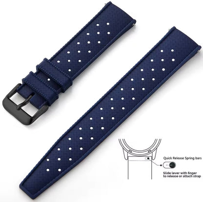 Bracelet Montre Silicone Alternative au caoutchouc Fkm - Rapide Boucle Noire