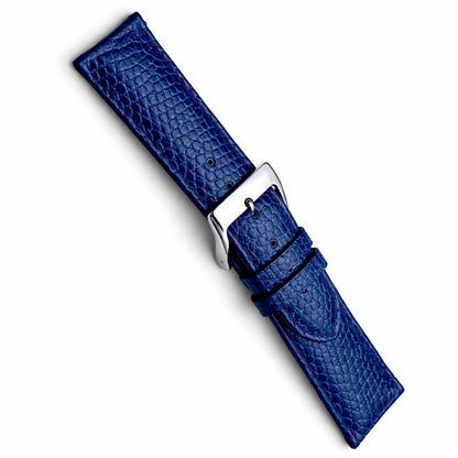 Cinturino Orologio in Pelle Blu - Vero Lucertola - Spessore 3,8mm - Alta Lucentezza