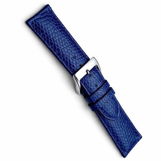 Cinturino Orologio in Pelle Blu - Vero Lucertola - Spessore 3,8mm - Alta Lucentezza