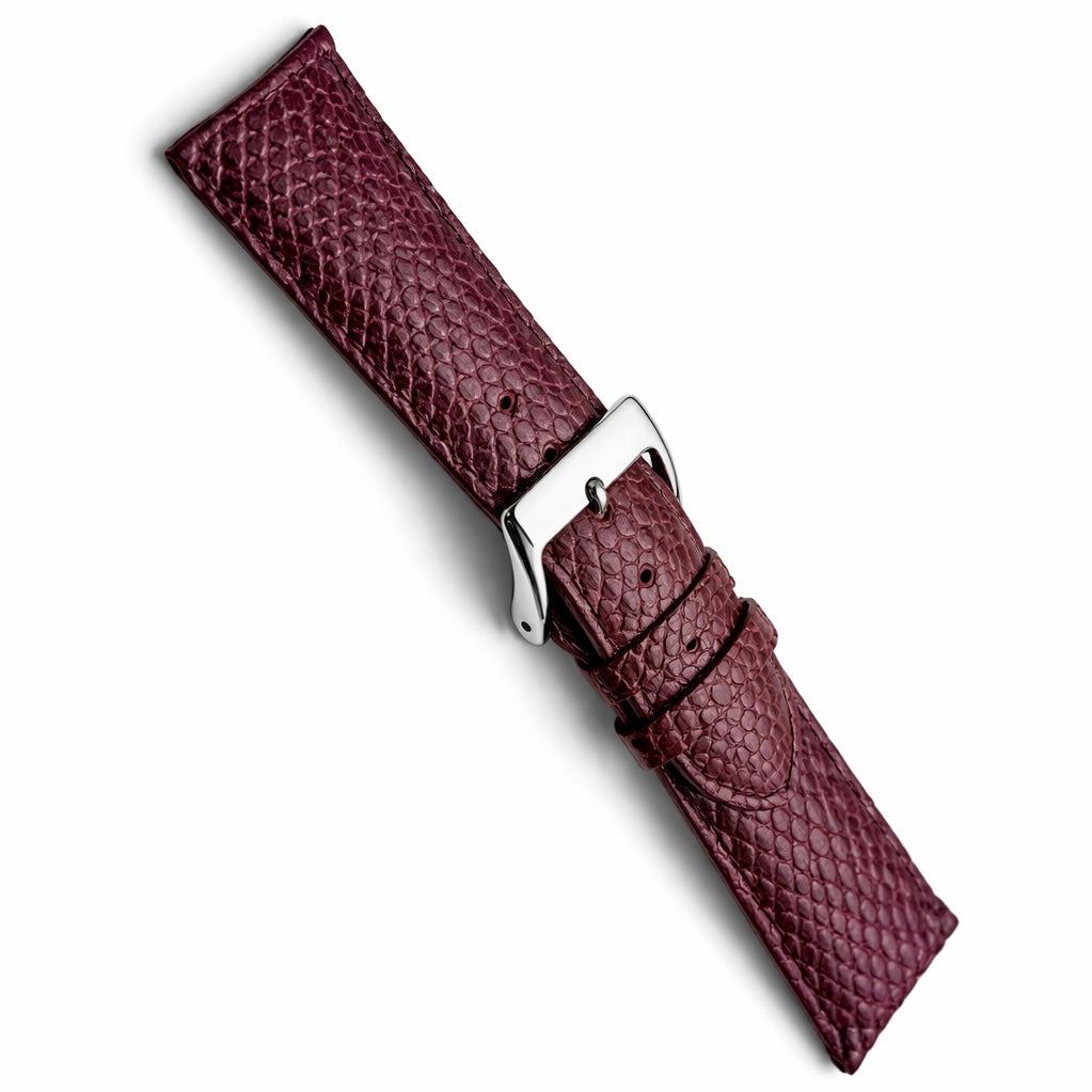 Masar Bracelet Montre Cuir Bourgogne - Lézard Véritable - T 3,8mm - Haute Brillance