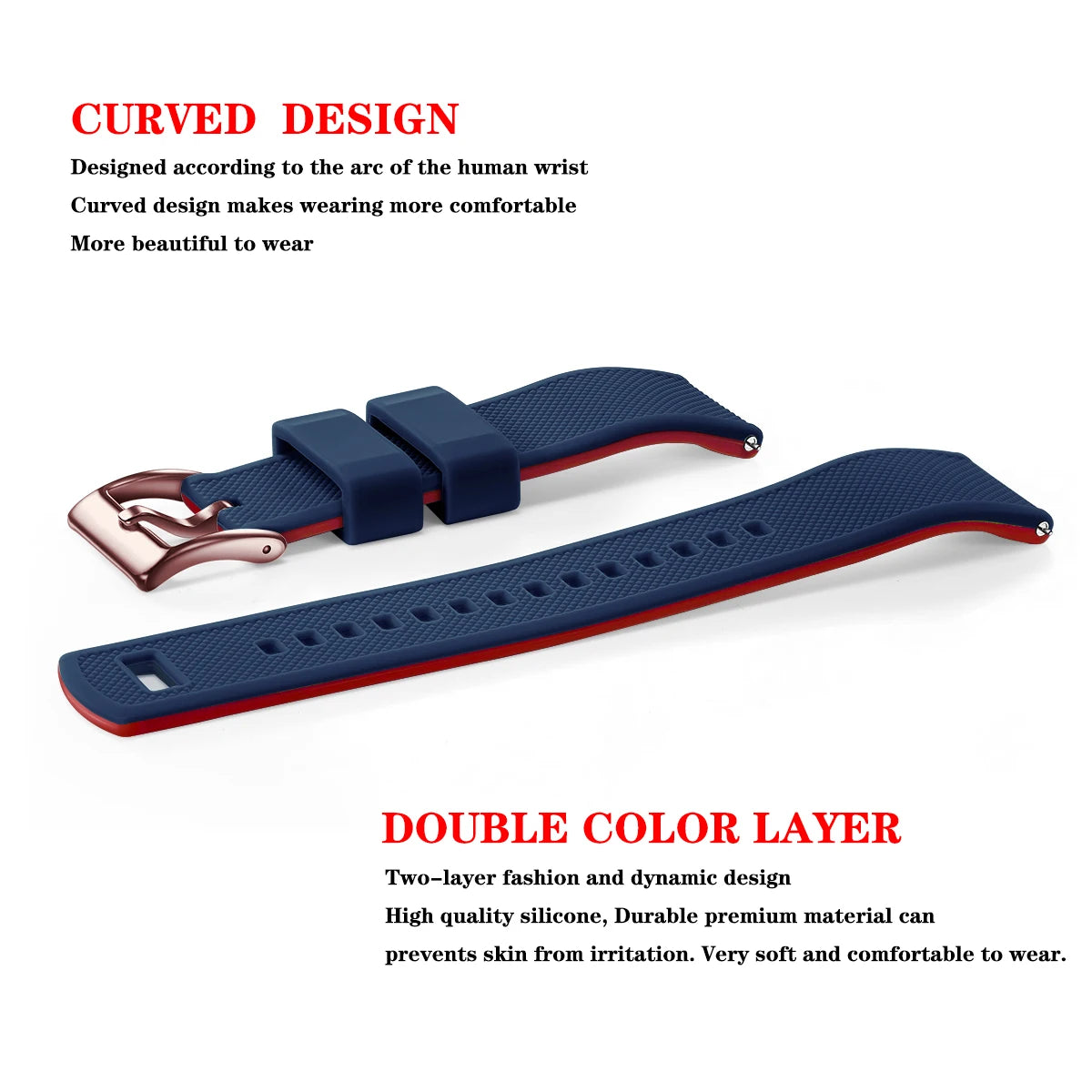 Bracelet de montre en Silicone de qualité supérieure, 18mm 20mm 22mm, à dégagement rapide, en caoutchouc, de remplacement