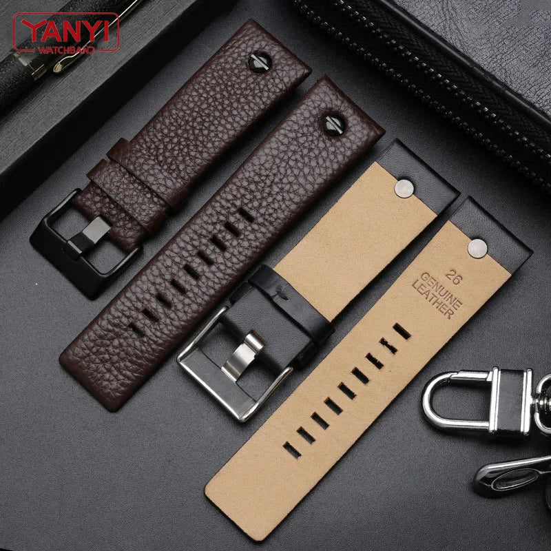 Genuine Leather Watch Strap 22 24 26 27 28 30 32mm, for Diesel DZ7370 DZ7313 DZ7413 DZ7257, leather watch band