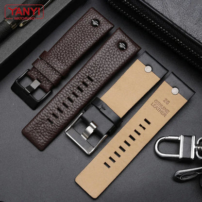 Genuine Leather Watch Strap 22 24 26 27 28 30 32mm, for Diesel DZ7370 DZ7313 DZ7413 DZ7257, leather watch band