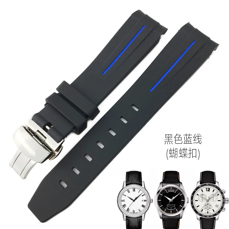 Correa de reloj de caucho y silicona, 19mm 20mm 21mm, adecuada para Tissot 1853 le-locle T006 seastar T120 Omega, cierre desplegable seamaster