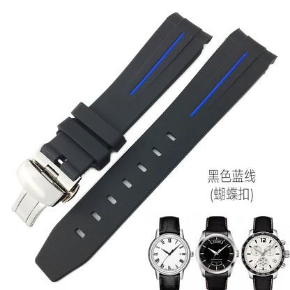 Correa de reloj de caucho y silicona, 19mm 20mm 21mm, adecuada para Tissot 1853 le-locle T006 seastar T120 Omega, cierre desplegable seamaster