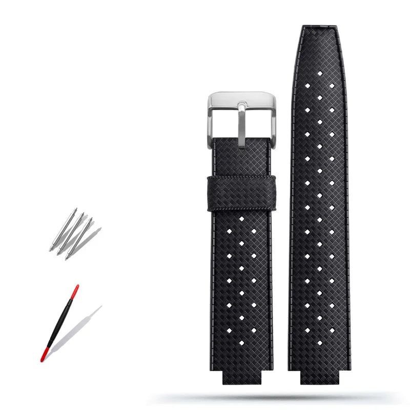 Rubber watch strap with convex interface, for handcrafted blue balloon/WSBB0025/W6920085