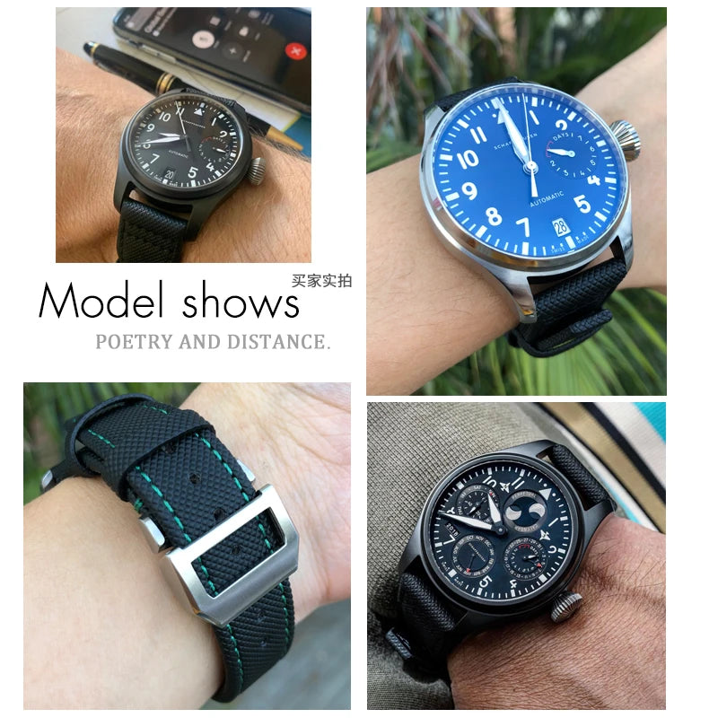 Bracelet de montre en nylon tissé de haute qualité, adapté pour IWC Pilot SPITFIRE MARK 18 Portugieser Portofino TOP GUN Suffino 77 Strap, 20mm, 21mm, 22mm