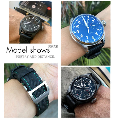 Bracelet de montre en nylon tissé de haute qualité, adapté pour IWC Pilot SPITFIRE MARK 18 Portugieser Portofino TOP GUN Suffino 77 Strap, 20mm, 21mm, 22mm