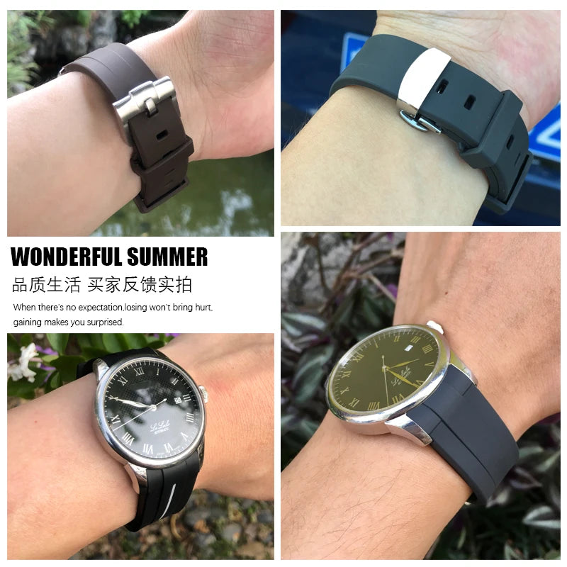 Correa de reloj de caucho y silicona, 19mm 20mm 21mm, adecuada para Tissot 1853 le-locle T006 seastar T120 Omega, cierre desplegable seamaster