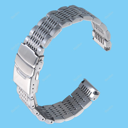 Bracelet de montre de luxe en acier inoxydable à maillons solides, fermoir pliant, remplacement de bracelet de montres de sécurité, 18mm, 22mm, 20mm