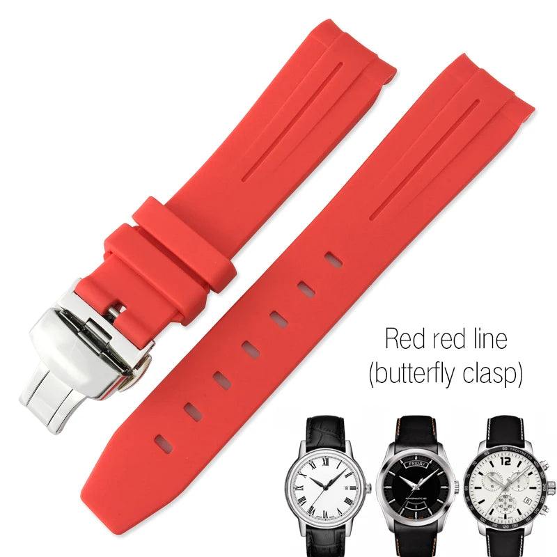 Correa de reloj de caucho y silicona, 19mm 20mm 21mm, adecuada para Tissot 1853 le-locle T006 seastar T120 Omega, cierre desplegable seamaster