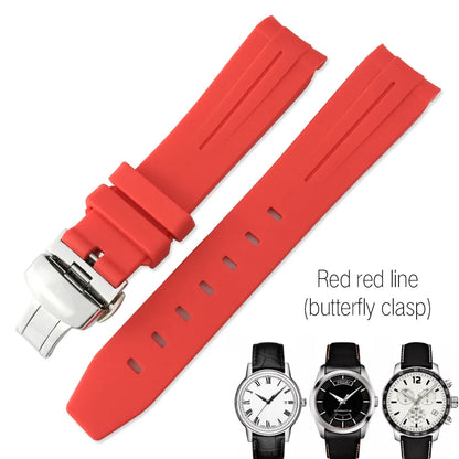 Correa de reloj de caucho y silicona, 19mm 20mm 21mm, adecuada para Tissot 1853 le-locle T006 seastar T120 Omega, cierre desplegable seamaster