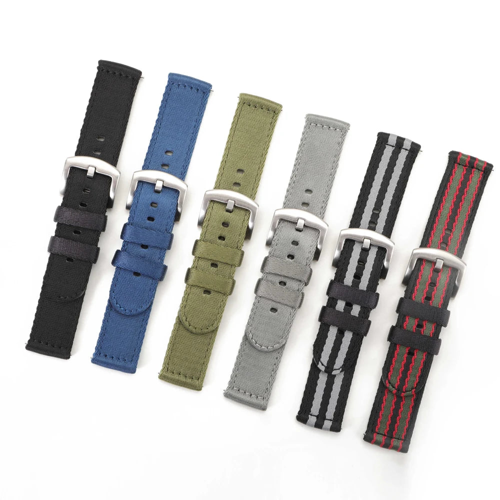 Bracelet de montre en Nylon à rayures classiques, 20mm 22mm, ceinture de sécurité brillante, libération rapide, Sport souple, accessoires de montre