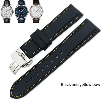 Rubber and Silicone Watch Strap, 19mm 20mm 21mm 22mm, for Tissot Le Locle T063, Soft and Waterproof, Stainless Steel Buckle