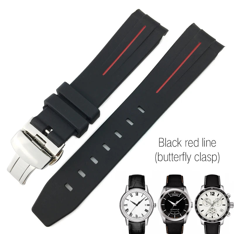 Correa de reloj de caucho y silicona, 19mm 20mm 21mm, adecuada para Tissot 1853 le-locle T006 seastar T120 Omega, cierre desplegable seamaster