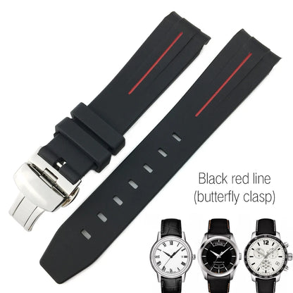 Correa de reloj de caucho y silicona, 19mm 20mm 21mm, adecuada para Tissot 1853 le-locle T006 seastar T120 Omega, cierre desplegable seamaster