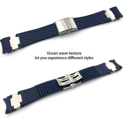Correa de reloj de caucho de silicona de 22 mm compatible con Ulysse Nardin DIVER 263, negro, marrón, azul, 25*12 mm, impermeable