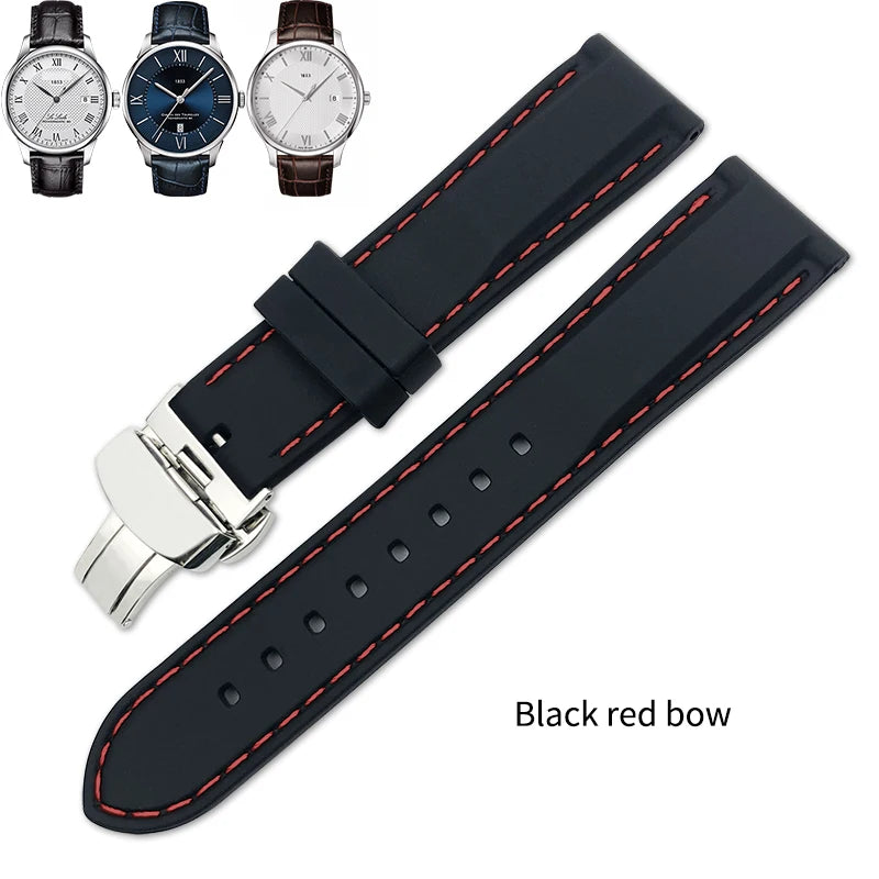 Rubber and Silicone Watch Strap, 19mm 20mm 21mm 22mm, for Tissot Le Locle T063, Soft and Waterproof, Stainless Steel Buckle