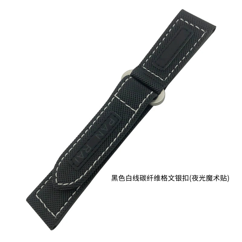 High-quality nylon watch strap, genuine leather strap, black and blue canvas, stainless steel structure, Panerai, 22mm, 24mm, 26mm