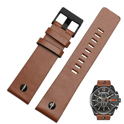 Cinturino per orologio in vera pelle con rivetto per Diesel DZ7406 DZT2009 DZ7413 DZ7257, 22 24 26 28 30 mm