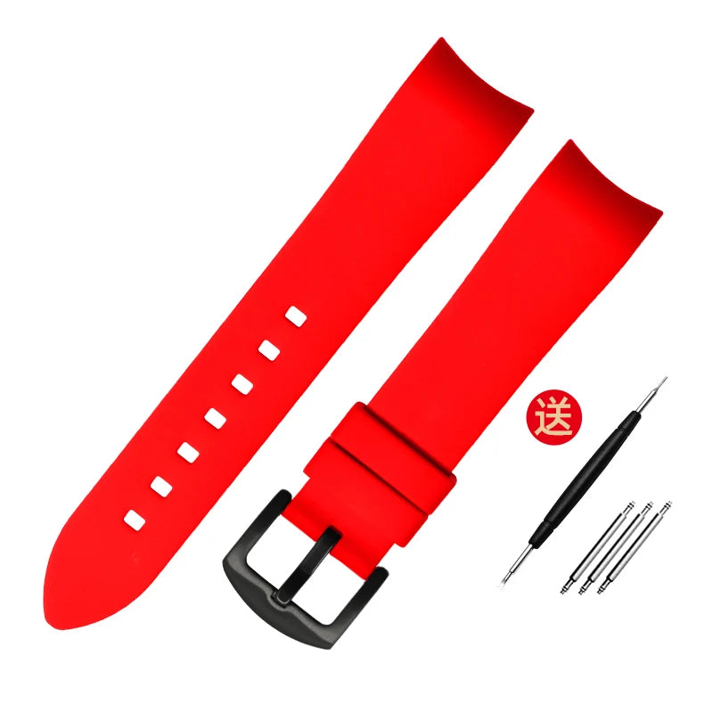 Bracelet de montre en caoutchouc à extrémité incurvée, 18mm 19mm 20mm 21mm 22mm 24mm, pour omega seiko rolex tissot Tudor