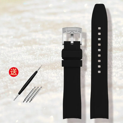 Bracelet de montre en caoutchouc de haute qualité 18mm 20mm 21mm 22mm pour montres Seiko Omega Moonswatch Rolex, bracelet à extrémités courbes