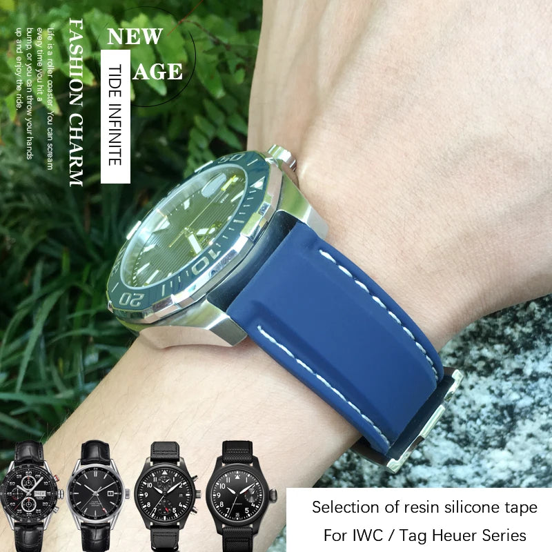Correa de reloj flexible de caucho de silicona para hombre, correas de reloj de buceo, compatible con Hamilton, SEIKO, skx, Timex, Tag Heuer, IWC, CITIZEN, 20mm, 21mm, 22mm, 23mm, 24mm