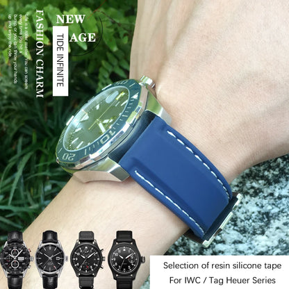 Correa de reloj flexible de caucho de silicona para hombre, correas de reloj de buceo, compatible con Hamilton, SEIKO, skx, Timex, Tag Heuer, IWC, CITIZEN, 20mm, 21mm, 22mm, 23mm, 24mm