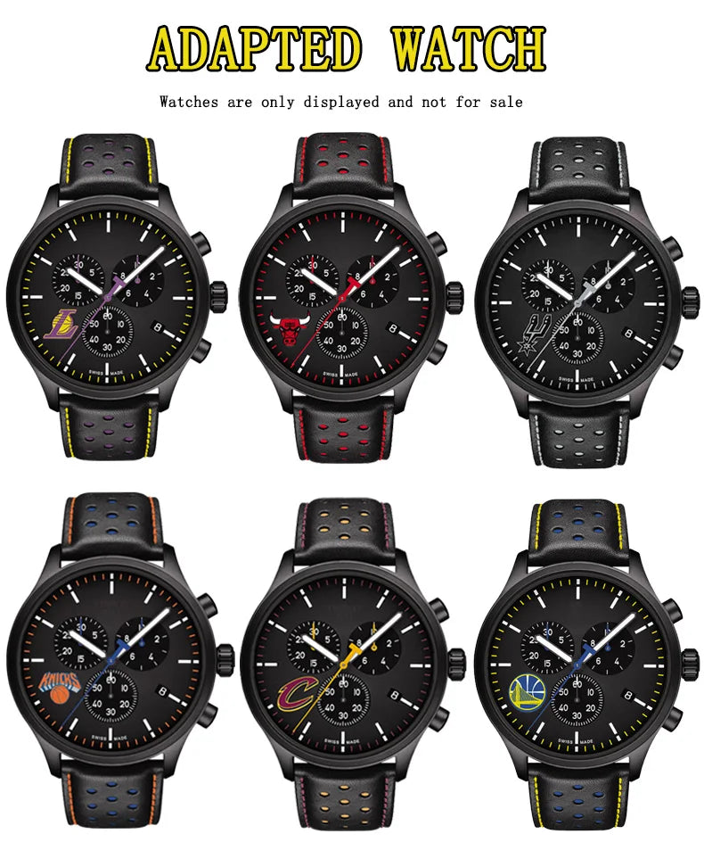 Men's circular leather watch strap, bracelet accessories, fits 1853 Tissot T116.617.36.051 NBA, co-branded, first layer