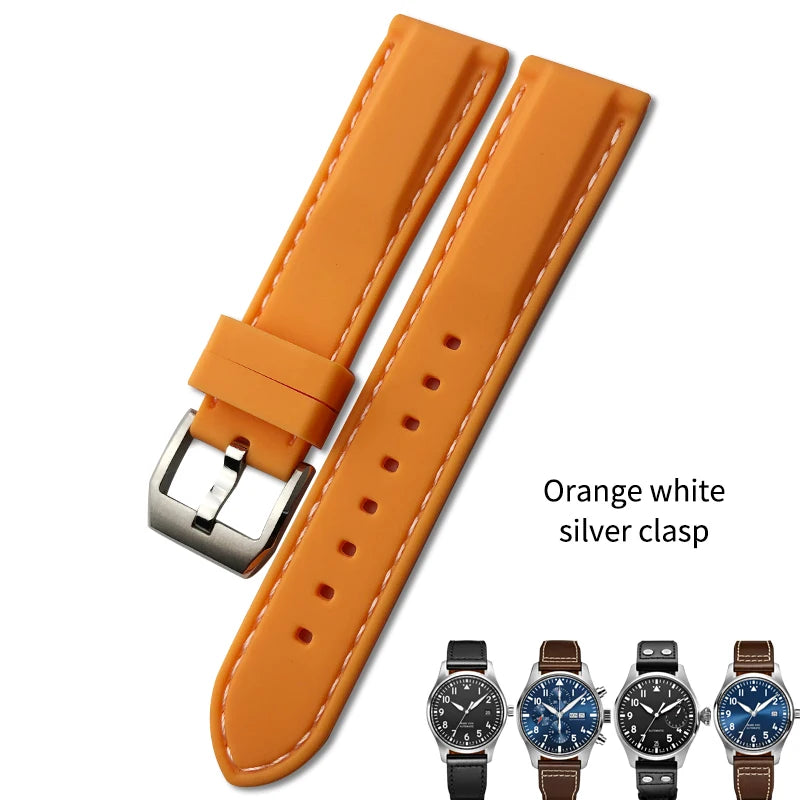 Bracelet de montre en caoutchouc et Silicone, 20/21/22mm, adapté pour IWC MARK Pilot Spitfire PORTOFINO IW 377701   IW 356501   Bracelets IW327 pour hommes