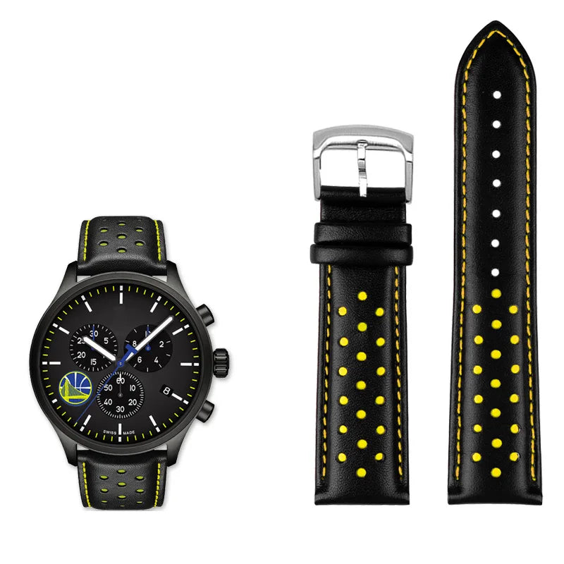 Men's circular leather watch strap, bracelet accessories, fits 1853 Tissot T116.617.36.051 NBA, co-branded, first layer