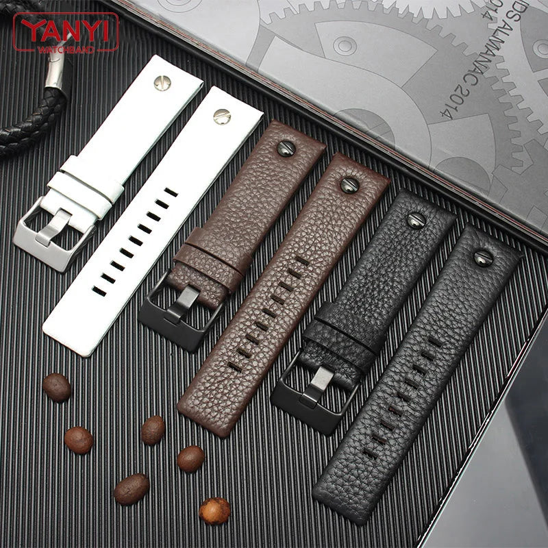 Genuine Leather Watch Strap 22 24 26 27 28 30 32mm, for Diesel DZ7370 DZ7313 DZ7413 DZ7257, leather watch band
