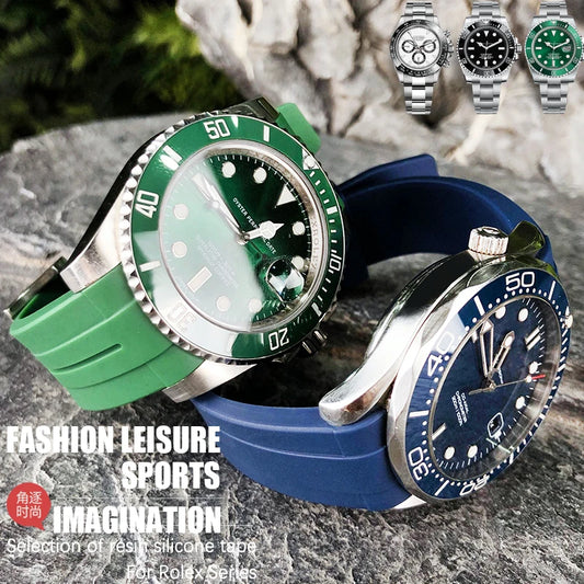 Cinturino per orologio in gomma e silicone per Submariner, RequiGstuff, Oysterflex, Rolex, Omega, MoonSwatch, SeATM, 19mm, 20mm, 21mm, 22mm