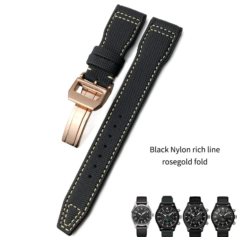 Bracelet de montre en nylon tissé de haute qualité, adapté pour IWC Pilot SPITFIRE MARK 18 Portugieser Portofino TOP GUN Suffino 77 Strap, 20mm, 21mm, 22mm