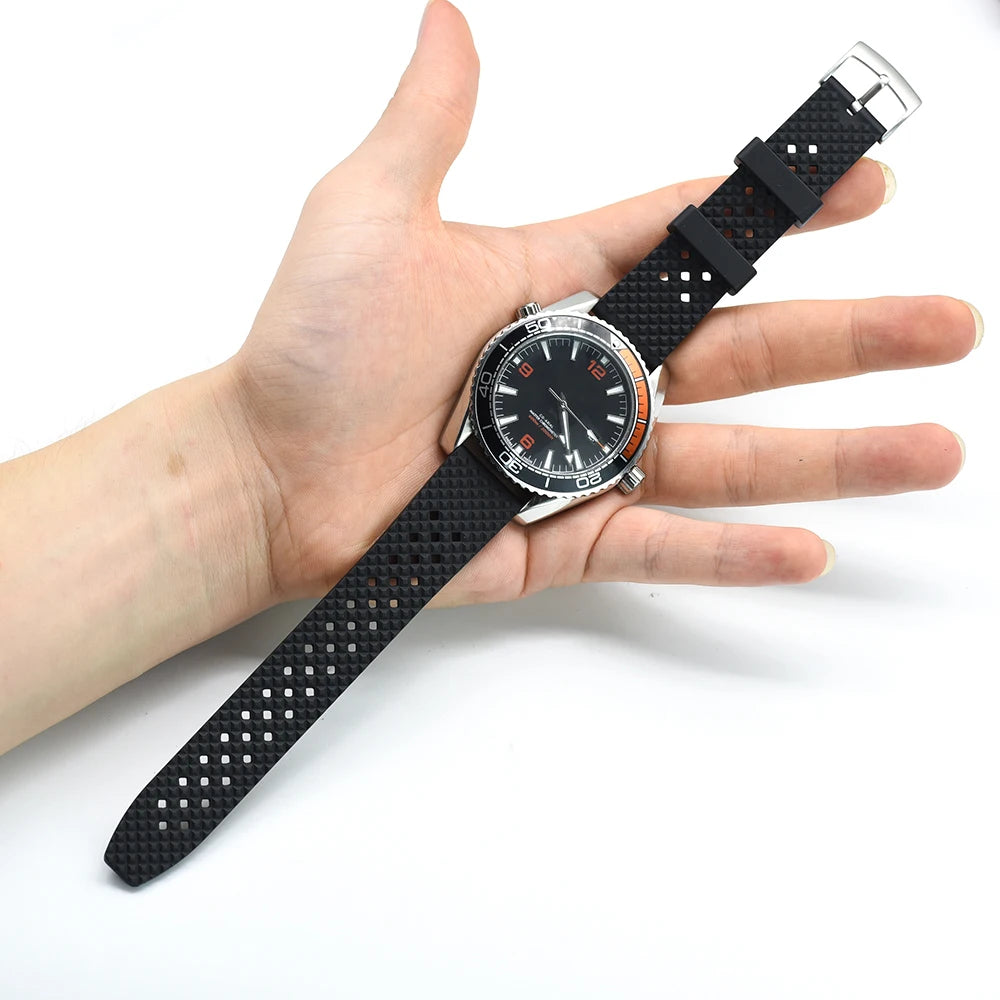 Nouveau bracelet en caoutchouc FKM fluoré nid d'abeille conçu 20mm 22mm bracelets de montre à dégagement rapide pour bracelet de remplacement de montre SRP777J1