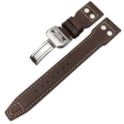 Cinturino per orologio in vera pelle di alta qualità con rivetti da 21 mm 22 mm, adatto per IWC Big Pilot Spitfire TOP GUN, in pelle bovina marrone e nera