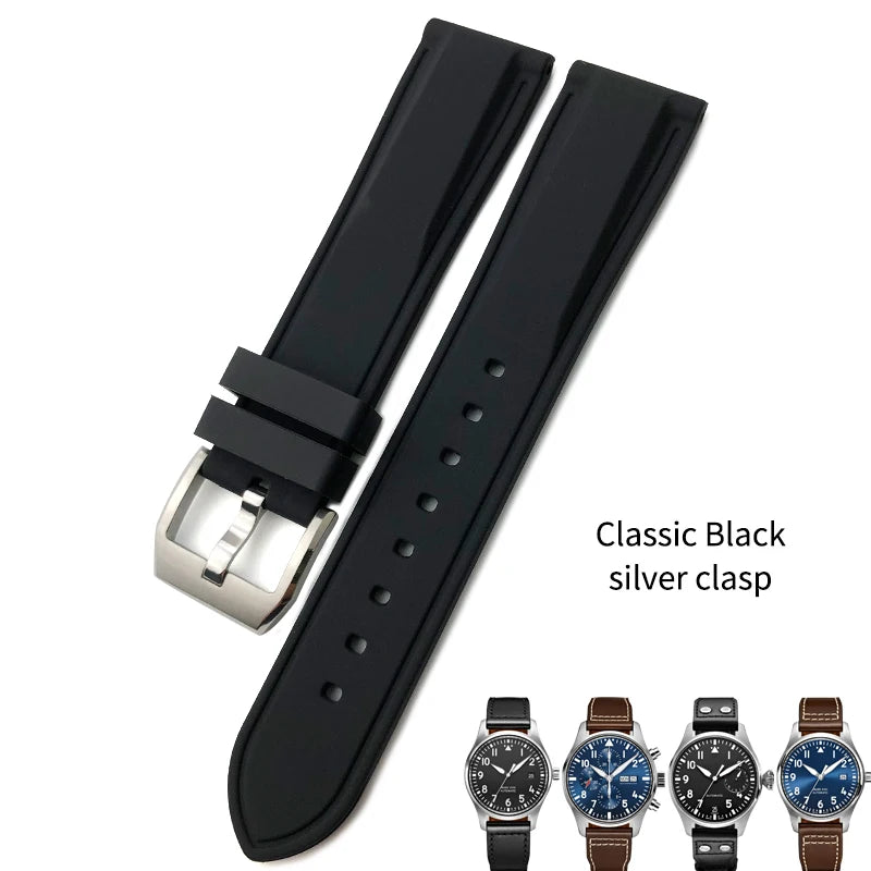 Bracelet de montre en caoutchouc et Silicone, 20/21/22mm, adapté pour IWC MARK Pilot Spitfire PORTOFINO IW 377701   IW 356501   Bracelets IW327 pour hommes