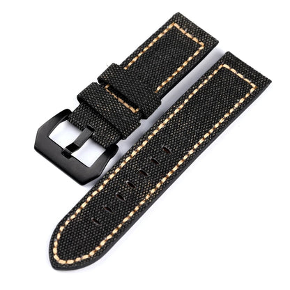 Cinturino per orologio in pelle e tela, 20 22 24 26MM, nero, verde, marrone, denim, materiale spesso, retrò, cinturino per orologio militare