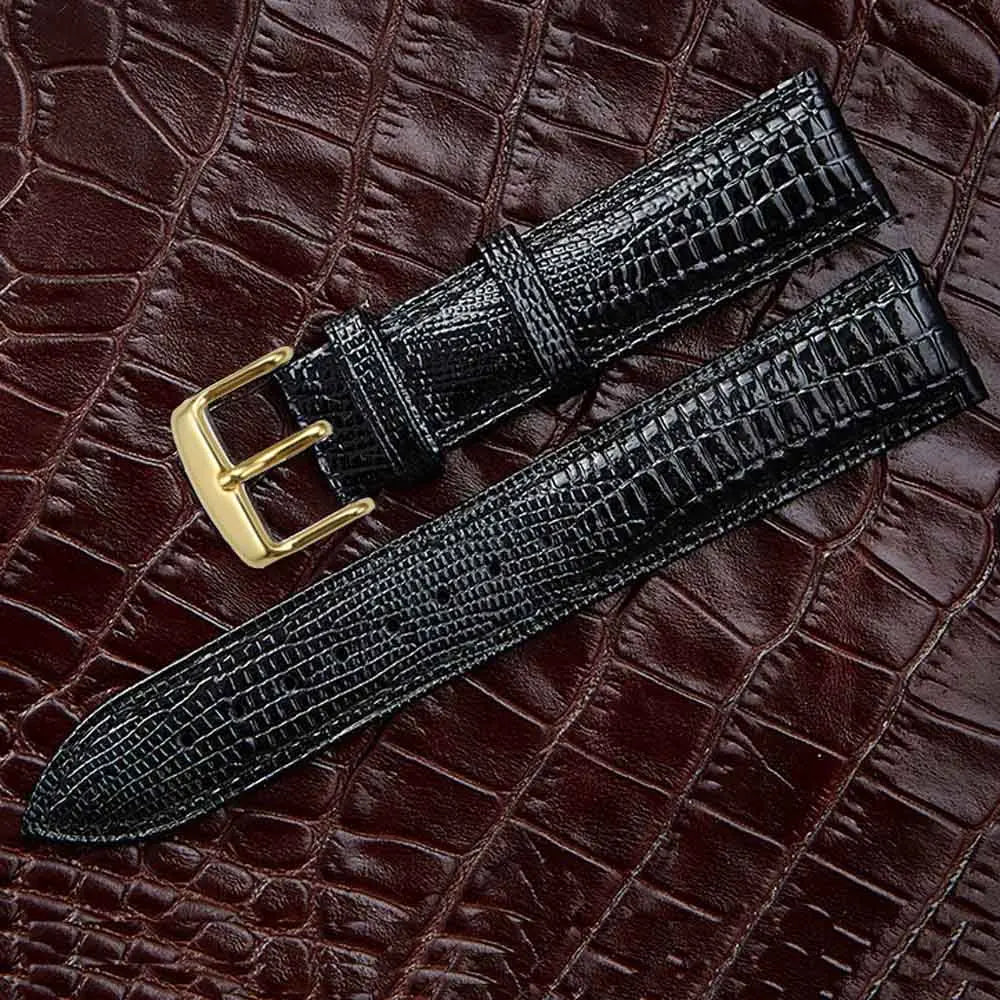 Bracelet de montre en cuir Texture lézard, boucle ardillon, pour femmes et hommes, 12mm 14mm 16mm 18mm 20mm 22mm 24mm