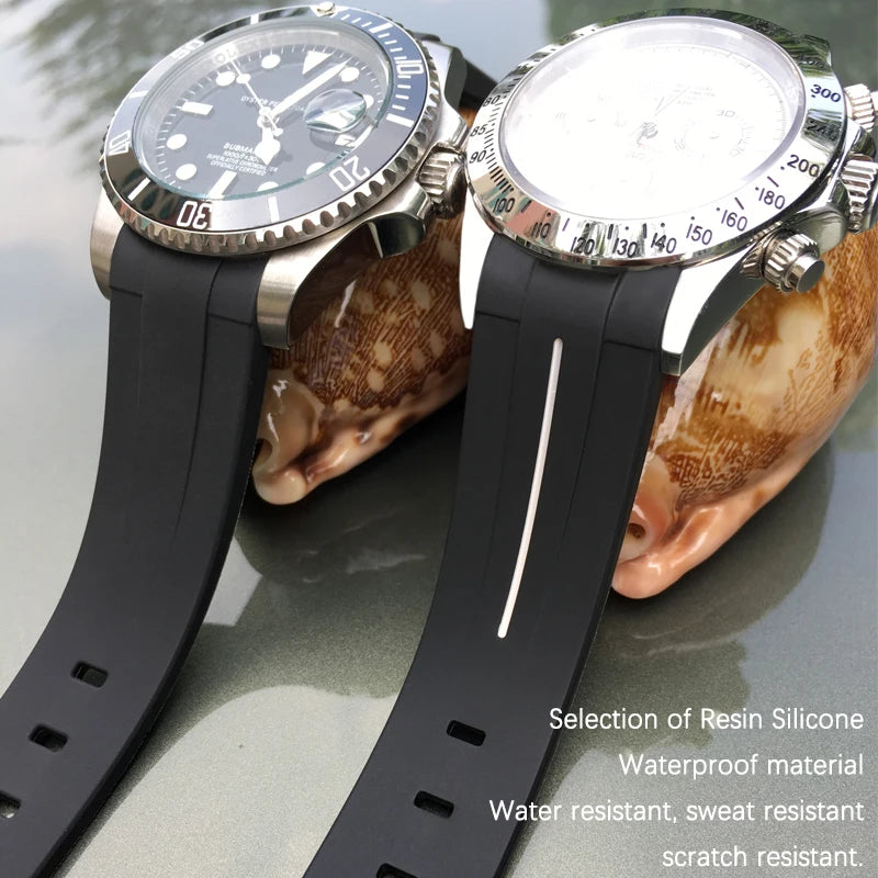 Bracelet de montre en caoutchouc et silicone pour Submariner, RequiGstuff, Oysterflex, Rolex, Omega, MoonSwatch, SeATM, 19mm, 20mm, 21mm, 22mm