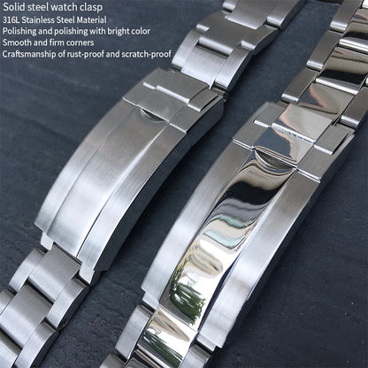 Bracelet de montre à extrémité incurvée en acier inoxydable pour Rolex Submariner, bracelet solide complet, accessoires de bracelet de montre, haute qualité, 20mm