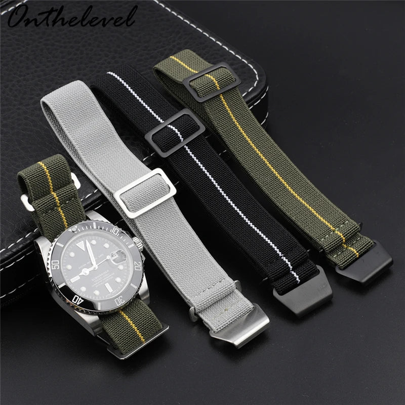 Bracelet de Montre en Nylon artificiel astique, Sac de Parachute, Troupes Françaises, 18mm, 20mm, 22mm