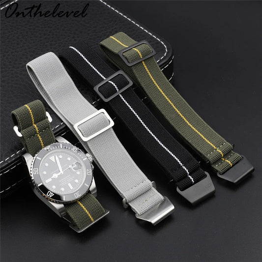 Cinturino per orologio in nylon lucido, borsa paracadute, truppe francesi, 18 mm, 20 mm, 22 mm
