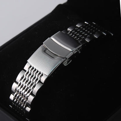 Bracelet de montre de luxe en acier inoxydable à maillons solides, fermoir pliant, remplacement de bracelet de montres de sécurité, 18mm, 22mm, 20mm