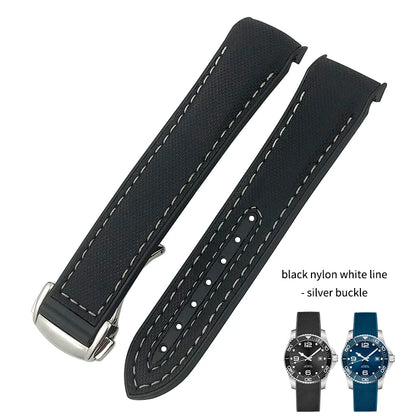 Cinturino per orologio in vera pelle, gomma e silicone, cinturino per orologio in nylon, adatto per Longines L3, Conquest, HUAWEI GT2, Samsung, 22mm, 21mm, 20mm, 19mm