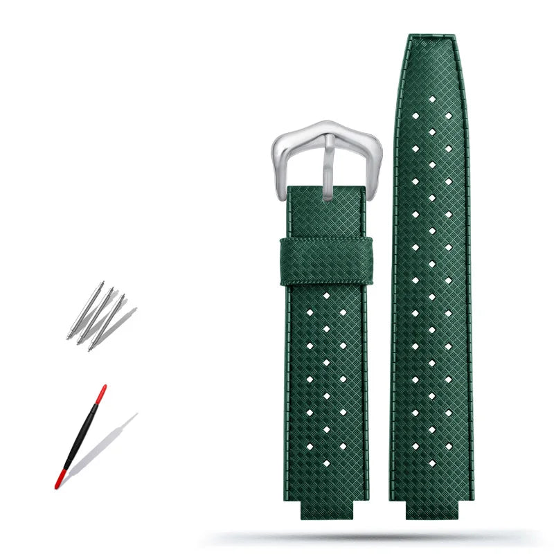 Rubber watch strap with convex interface, for handcrafted blue balloon/WSBB0025/W6920085