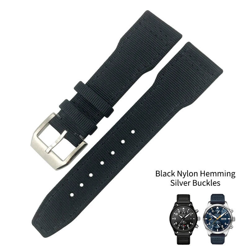 Bracelet de montre en cuir véritable avec boucle ardillon, tissu en nylon, convient aux montres IWC, Spitfire Pilot Mark 18 TOP GUN Strap, 20mm, 21mm, 22mm