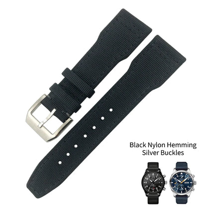 Bracelet de montre en cuir véritable avec boucle ardillon, tissu en nylon, convient aux montres IWC, Spitfire Pilot Mark 18 TOP GUN Strap, 20mm, 21mm, 22mm
