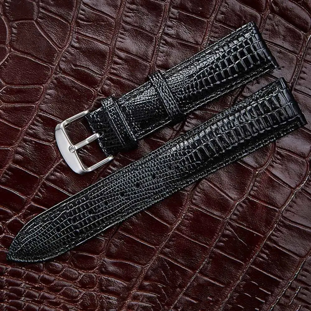 Bracelet de montre en cuir Texture lézard, boucle ardillon, pour femmes et hommes, 12mm 14mm 16mm 18mm 20mm 22mm 24mm